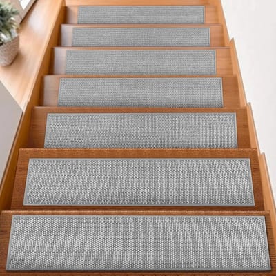 Traptreden 20 cm x 76 cm, set van 7 stuks, antislipmatten, trapbekleding, zelfklevend, antislipmatten voor binnen, met herbruikbare kleeflaag, grijs