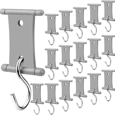 16 -stuks Campingluifelhaken - Dubbelzijdige multifunctionele campinglampclips - Multifunctionele campingluifelhaken - Multifunctionele haken - Geschikt voor kampeertrips in de buitenlucht - Zilver