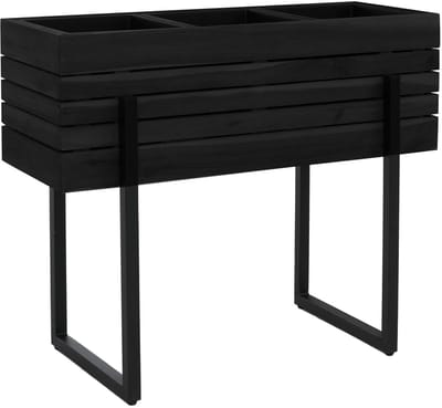 Verhoogd plantenbed MCW-P85, plantenbak, bloemenbak, plantenpot, voor buiten, van metaal en acaciahout, MVG 68x80x30 cm ~ zwart