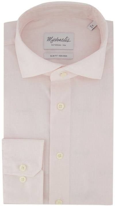 Overhemd Michealis slim fit strijkvrij roze