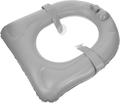Opblaasbaar Toiletkussen - Universele Zitting - Comfortabel Zitten - Met Zuignappen - 45 x 39 cm - Grijs