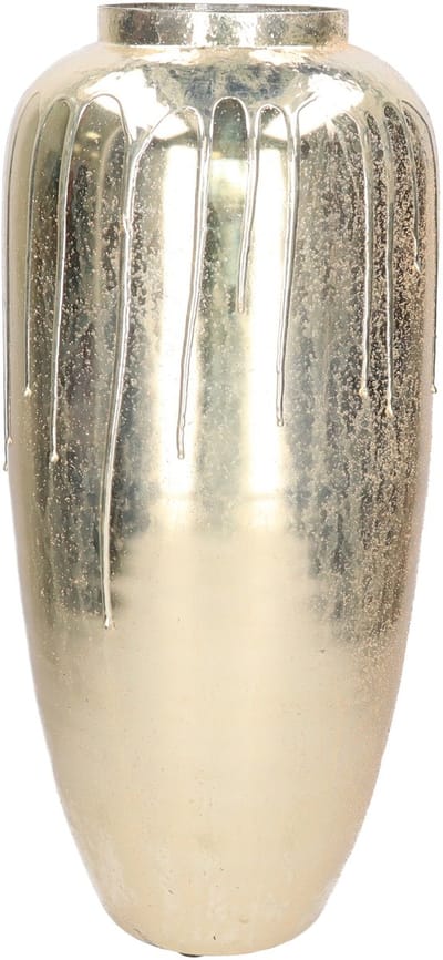 Mega Collections Vaas Oman Drip - goud - glas - druip effect - D24 x H53 cm - bloemenvaas