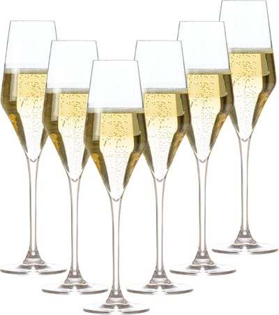 OTIX Champagneglazen - Flute - Transparant - Kristal - Wijnglazen - 220ML - Set van 6 - TOPAZ