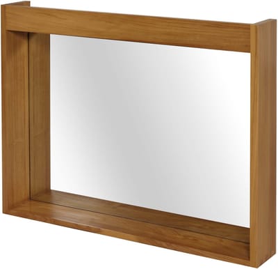 Teakhouten wandspiegel MCW-M75, badkamerspiegel, houten lijst, hoogwaardig B-grade teakhout (kernhout, 20-30 jaar), 77x100 cm