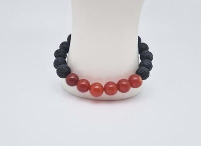 Handgemaakte "Armband Vulkanische" natuurstenen armband “Lava Donker -Rood Agaat ” - 10 mm diameter van de korrel- Diameter armband 20 cm - Een mooi cadeau voor familie en vrienden