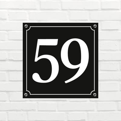 Huisnummerbord Klassiek - Nummer 59 - 14 x 11 cm - incl. bevestiging | - naambord - nummerbord - voordeur
