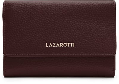 Lazarotti Leren portemonnee Bologna Leather Zip Wallet With 15 Card Slots Burgundy donkerbruin