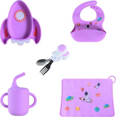 Sproudsy Serviesset Space - Kinderservies - Kraamcadeau - Baby - 5-delig - Lilac