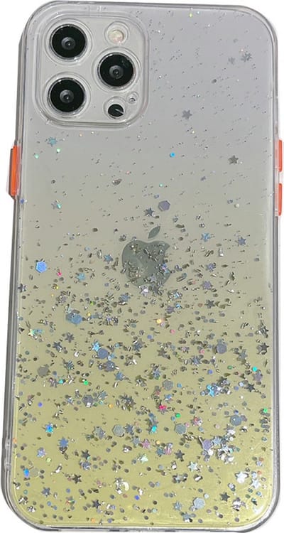 Hoesje geschikt voor iPhone 13 - Backcover - Camerabescherming - Glitter - TPU - Geel