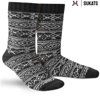 Sukats® Noorse Huissokken - 2 Paar - Maat 35-38 - Antraciet - Dames Huissokken - Warme Sokken - Wollen Sokken - Slofsokken - Bedsokken - Verwarmde Sokken - Nordic Socks - Scandinavische Sokken