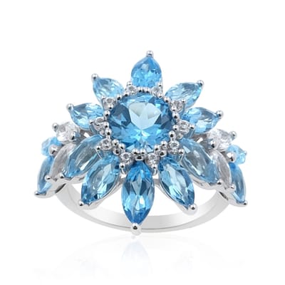 Cavill - Zilveren Ring - 925 Sterling Zilver Gerhodineerd - Marambaia-topaas 5,643 ct Rond & Marquise Slijpsel - Elegant Sieraad Brazilië