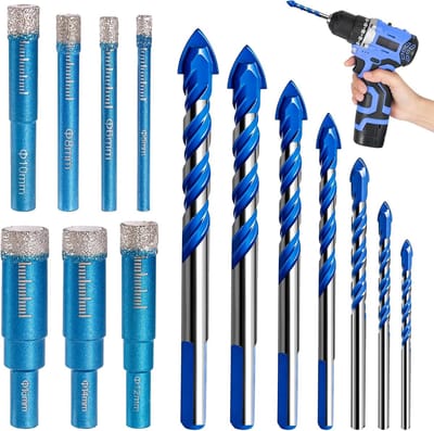 Boor Bit Set - Tegel Boren - Materiaal Boren - Droog en Nat Boren - 7+7 Maten - Blauw