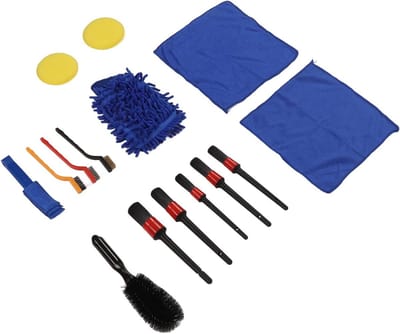 Auto Detailborstelset - Reinigingsborstels Auto - Auto Reinigen - 15 Delige Set - 27 x 20 x 8 cm - Zwart