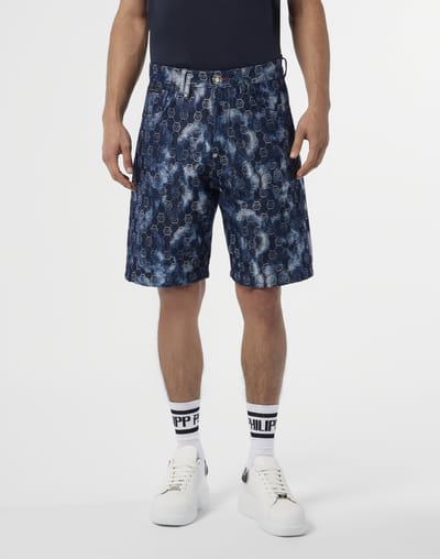 Denim Shorts Jacquard Monogram