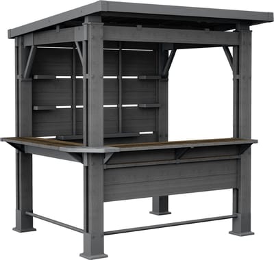 Keter Bar Gazebo - Buitenbar met overkapping - 200x230x238cm - Antraciet/Walnut