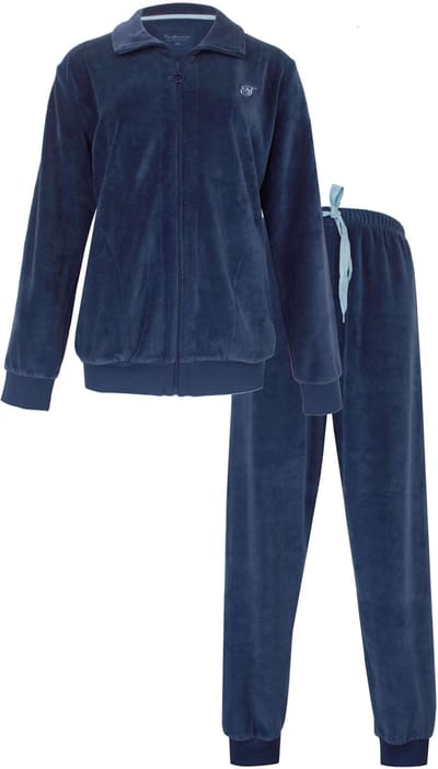 Tenderness Dames Huispak - Velours - Lange Mouwen - Blauw - Maat S