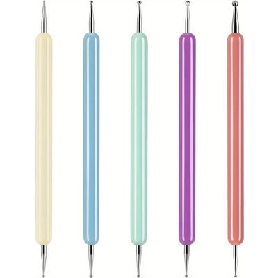 Ensemble de Stylets en Plastique pour Gaufrage Non Chargés - Outils à Pointe Boule pour Modélage d'Argile, Poterie, Dessin et Loisirs Créatifs - Accessoires pour le Traçage de Motifs et le Pointillage 5pcs