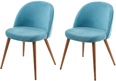 Set van 2 eetkamerstoelen MCW-D53, stoel keukenstoel retro jaren 50 design, fluweel ~ turquoise