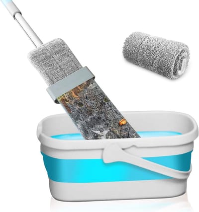Opvouwbare Emmer en Dweilmop Set met Uitwringfunctie - Microvezel Vloerwisser voor Harde Vloeren