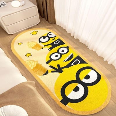 Schattige Minions Vloerkleden voor Slaapkamer Cartoon Stijl Woonkamer Decoratie Tapijt Verdikt Pluche Nachtkastje Vloermat Pluizig Zacht Studiekamer Vloerkleed 80*160cm