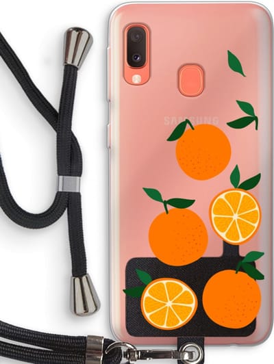 Case Company® - Hoesje met koord geschikt voor Samsung Galaxy A20e hoesje met Koord - Will you be my clementine - Telefoonhoesje met Zwart Koord - Bescherming aan alle Kanten en Over de Schermrand