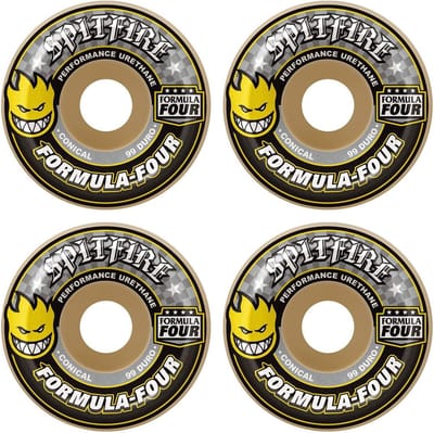 Skateboard Wielen 52mm 99a Conisch Set van 4 Wit Geel Zwart