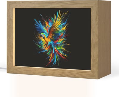 Nachtlampje 20x15 cm - Kinder lampje - Papegaai - Vogel - Dier - Kleurrijk - Verf - Tafellamp kinderkamer - Slaapkamer lamp - Bedlamp kinderen - Kinderlampje stopcontact - Wandlamp babykamer - Nachtlampjes