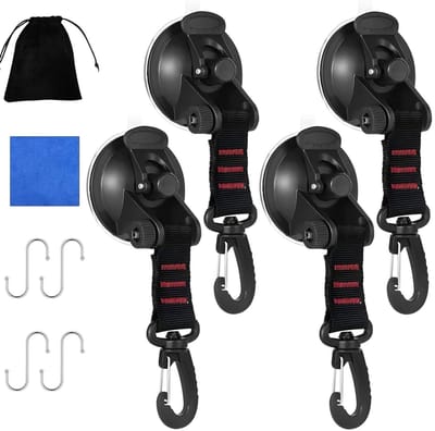 Multifunctionele Zuignappen voor Auto met D-Ring en S-Haak, 360 Graden Rotatie, Sterke Camping Accessoires voor Tent en Glas
