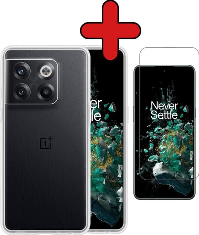 Hoesje - Met Screenprotector - Geschikt voor OnePlus 10T - Sterk & Shockproof - Telefoon Hoes - Back Cover - Siliconen Case - Telefoonhoes - Transparant