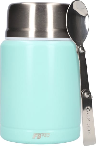 Thermos Voedselcontainer met Lepel - Thermoskan - Thermosfles - Voedsel container voor soep, noodles, babyvoeding, havermout, ijs en meer! - Yoghurt beker to go - Thermosbeker voor het meenemen van eten - Licht Blauw - 450ml