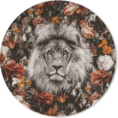 Muismat rond 20x20 cm - Mousepad Bloemen - Leeuw - Portret - Ronde muismatten