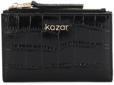 Women's black embossed leather wallet