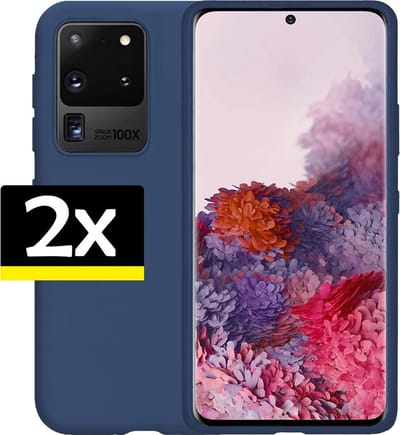 Hoesje - 2 Stuks - Geschikt voor Samsung Galaxy S20 Ultra - Sterk & Shockproof - Case Siliconen - Back Cover - Telefoon Hoes - Telefoonhoesjes - Donkerblauw