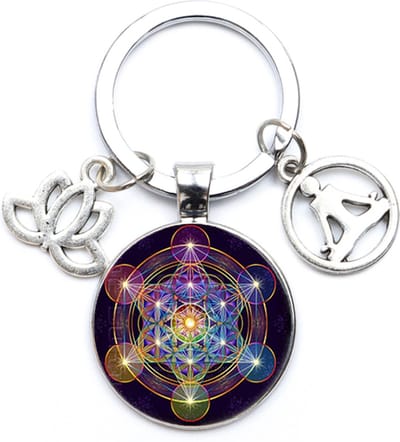 DW4Trading Sleutelhanger 2 Buddha Chakra Mandala - Luxe Uitstraling - Metaal - Multicolor