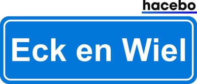 Hacebo - Plaatsnaam Sticker - 29x10 CM - Eck en Wiel sticker - Verkeersborden sticker - grappige cadeaus - Eck en Wiel