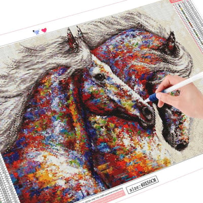 5D cheval diamant broderie mosaïque pleine perceuse carrée Kit de bricolage diamant peinture Animal 20X30CM gray
