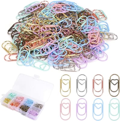 Kleurige Hartvormige Paperclips in 8 Kleuren, 200 Stuks, Ideaal voor Kantoor, School en Creatieve Projecten