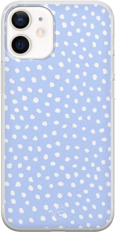 Hoesje geschikt voor iPhone 12 Mini - Paars lila stippen - Soft Case - TPU - Gestipt - Paars - Mooie Telefoonhoesjes