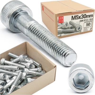 LUN FIX - Zylinderkopfschroeven M5x30 mm - 50 stuks - DIN 912 - Vol draad - Staal verzinkt