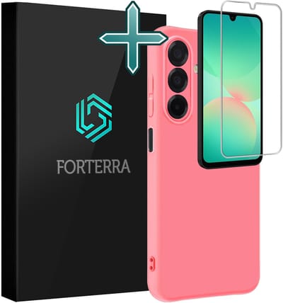 Hoesje Met Screenprotector - Geschikt voor Samsung Galaxy A26 - Sterk & Shockproof - Telefoon Hoes - Back Cover - Siliconen Case - Lichtroze