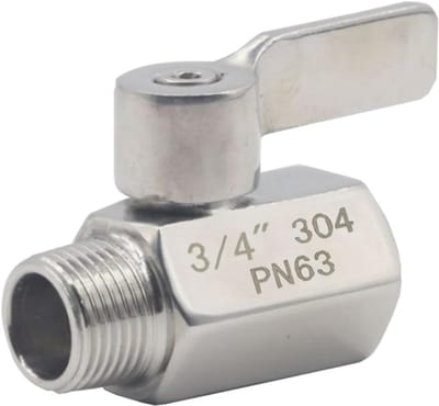 Kogelkraan Roestvrij Staal - Afsluitklep Mini - Leidingen Afsluiten - Explosiebestendig Ontwerp - 3/4 inch DN20 - Zilver