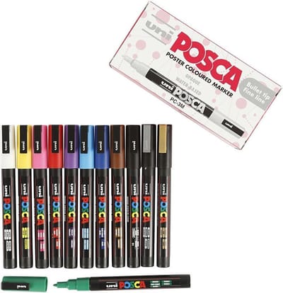 Uni Posca Uni Posca Verfmarker 3M Set Multi 12 stuks