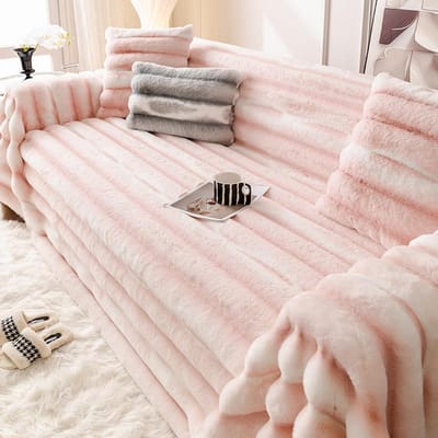 Housse de canapé universelle du Nouvel An Haut de gamme Hiver Épaissie Peluche Lapin Serviette de canapé Une pièce Couverture de canapé 180*130cm