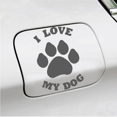 Bumpersticker - I Love My Dog - 13,9 X 9,3 - Antraciet