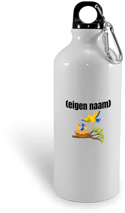 Hacebo® - vogels en nest met eigen naam waterfles - Vogels - dieren liefhebber - iemand die houdt van vogels - verjaardag - cadeau - kado - geschenk - water fles - 400ML
