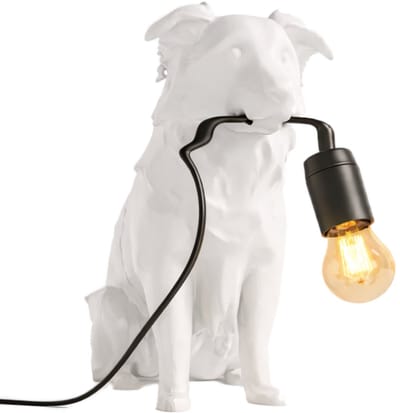 Fiastra Border Collie tafellamp - hondenlamp - wit - E14 - 30 x 18 x 25 cm
