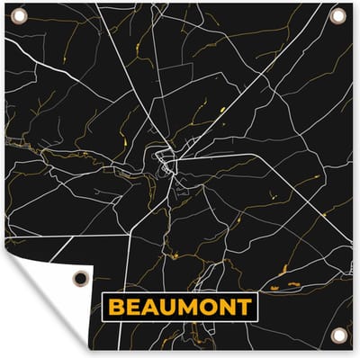 Tuin poster Goud - Kaart - Beaumont - Plattegrond - Stadskaart - 200x200 cm - Tuindoek