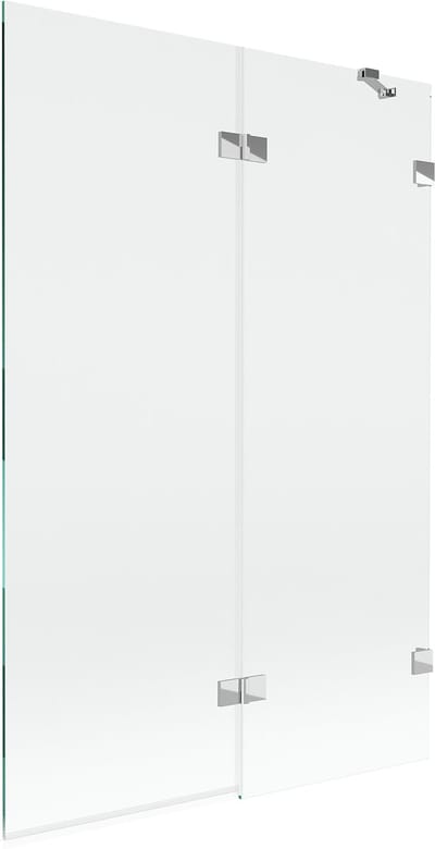 Mexen Lunar badwand 2-delig rechts 120 x 150 , transparant, chroom - 897-120-100-01-00-P