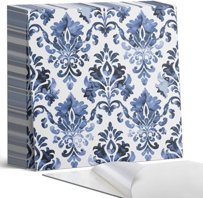 Coloray Plaktegels - Bloemenpatroon in barokstijl Zelfklevende Tegels - 20 cm x 20 cm - Blauw Plaktegels - 20 stuks - Vierkant PVC Tegels - Plaktegels Badkamer - Plaktegels Vloer - Vinyl Tegels Zelfklevend - Wandtegel Zelfklevend