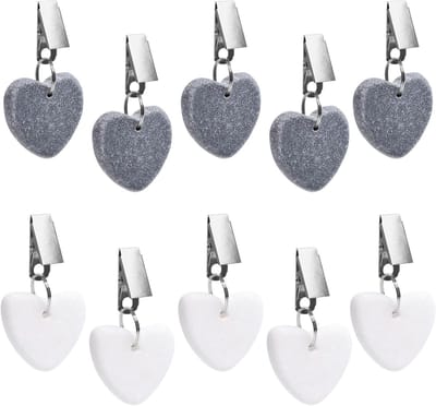 Natuurlijke Steentafelklemmen met Clips, Set van 10, Hartvormige Zware Tafelkleed Gewichten voor Buitengebruik, Ideaal voor Familiebijeenkomsten en Tuinfeesten